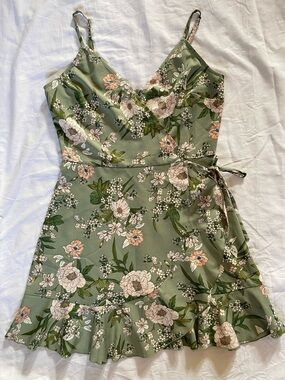 Green and Pink Floral Dress